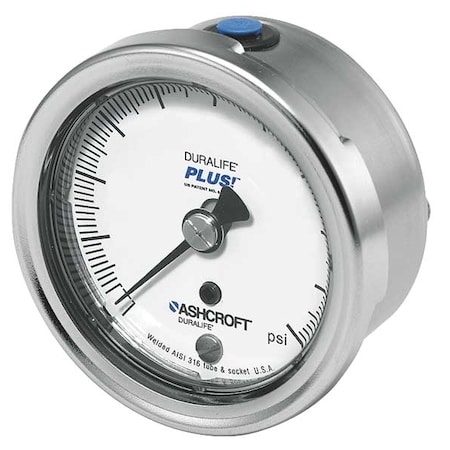 ASHCROFT Pressure Gauge, 0 to 3000 psi, 1/4 in MNPT, Stainless Steel, Silver 251009SW02BX6B3000