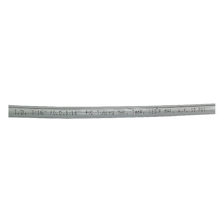 Zoro Select Tubing, 3/16 I.D., 100 ft., Clear, Flexible 4EGU5