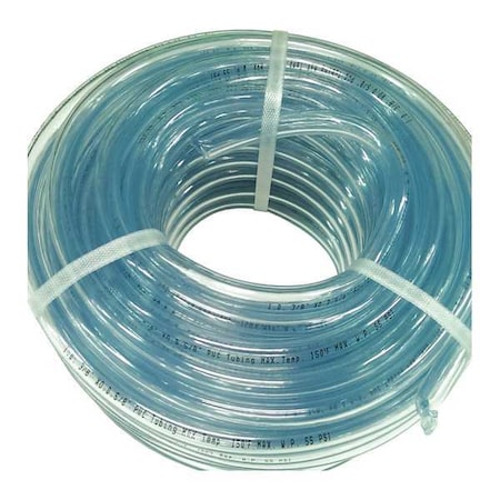 Zoro Select Tubing, 3/8 I.D., 100 ft., Clear, Flexible 4EGV3