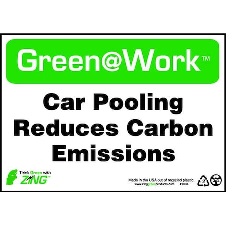 Zing Sign, Car Pooling, 7X10", Plastic, 1004 1004