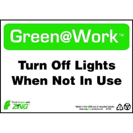 Zing Sign, Turn Off Lights, 7X10", Plastic, 1006 1006