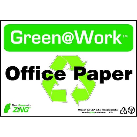 Zing Sign, Office Paper, 7X10", Plastic, 1021 1021