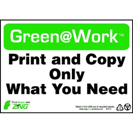 Zing Sign, Print and Copy, 7X10", Plastic, 1014 1014
