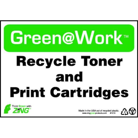 Zing Sign, Recycle Cartridges, 7X10", Plastic, 1016 1016