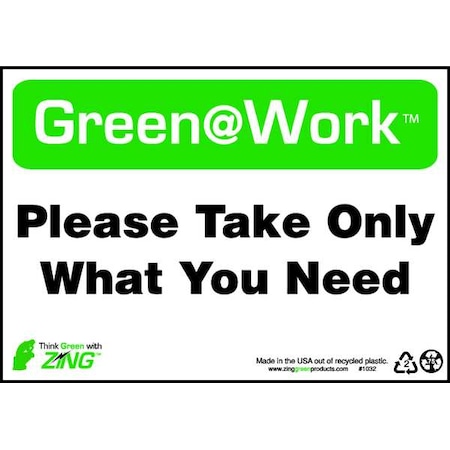 Zing Sign, Please Take Only, 7X10", Plastic, 1032 1032