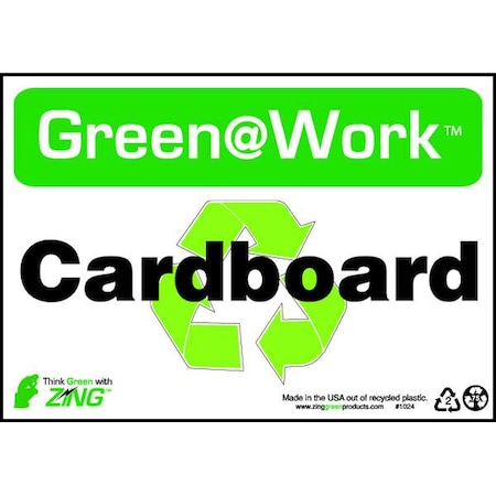 Zing Sign, Cardboard Recycling, 7X10" Plastic, 1024 1024