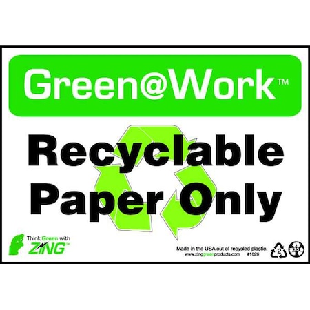 Zing Sign, Recyclable Paper, 7X10", Plastic, 1026 1026