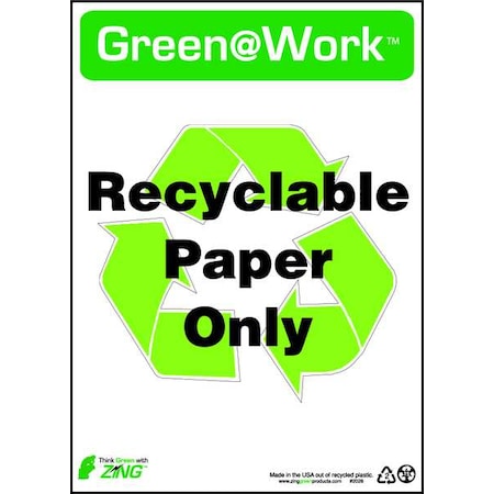 Zing Sign, Recyclable Paper Only, 10X14", 2026 2026