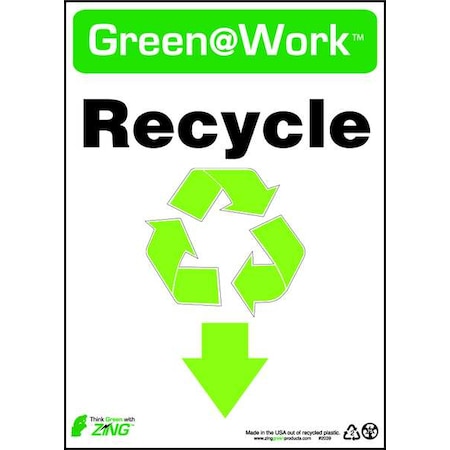 Zing Recycle Sign, 14X10", Plastic, 2039 2039