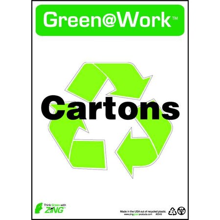 Zing Sign, Recycle Cartons, 14X10", Plastic, 2049 2049