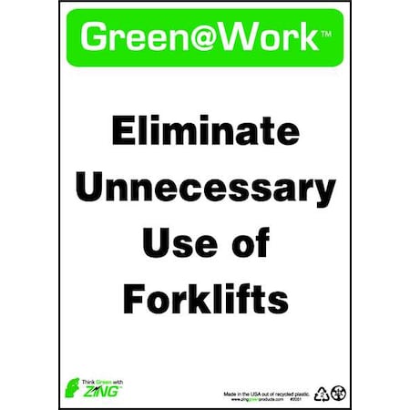 Zing Sign, Forklift Use, 14X10", Plastic, 2051 2051