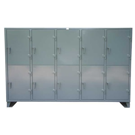 Strong Hold Wardrobe Locker, 122 in W, 24 in D, 78 in H, (2) Tier, (5) Wide, Dark Gray 106-24-2TPL