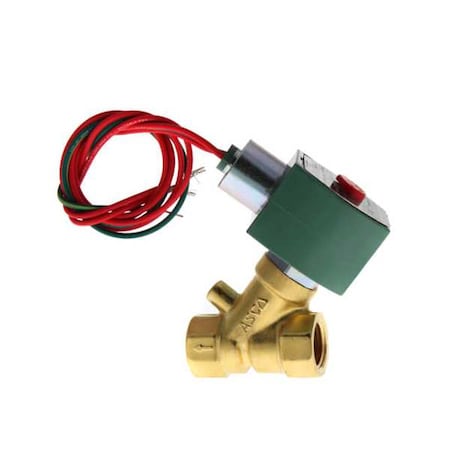 Asco Solenoid Valve, 2-Way, 2-Position, Normally Closed, 1/2 in Pipe Size, 240V AC, High Flow, Brass 8210G015