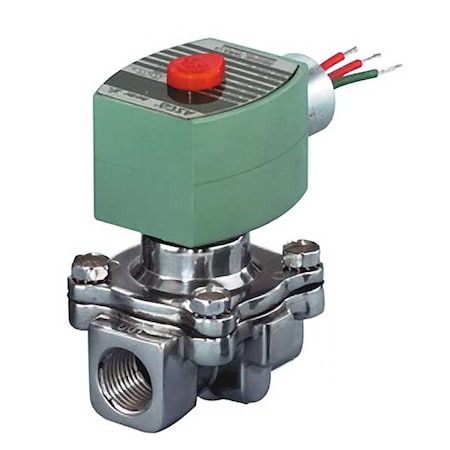 Asco Solenoid Valve, 2-Way, 2-Position, Normally Closed, 3/4 in Pipe Size, 12V DC, High Flow, Aluminum 8215G030