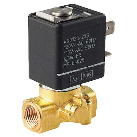 Asco Solenoid Valve, 2-Way, 2-Position, Normally Closed, 1/8 in Pipe Size, 24V DC, Compact, Brass, FKM SC8256A002V
