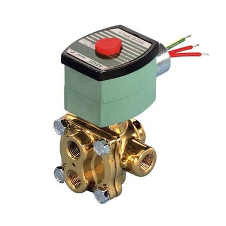 Asco Solenoid Valve, 4-Way, 2-Position, 1/4 in Pipe Size, 120V AC, NAMUR Mount, Direct Acting, Brass 8342G001MS