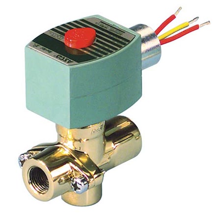 REDHAT 120V AC Brass Steam Solenoid Valve, Normally Closed, 1/2 in Pipe Size 8267G007