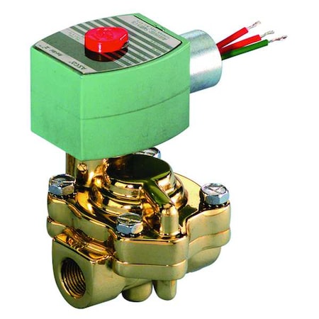 Asco Solenoid Valve, 2-Way, 2-Position, Normally Closed, 1/2 in Pipe Size, 120V AC, Slow-Closing, Brass 8221G003HW