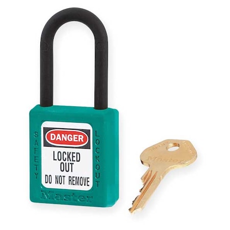 Master Lock Lockout Padlock, Keyed Different, Thermoplastic, Teal, 1 1/2 in Shackle Height, 1 1/2 in Body Width 406TEAL