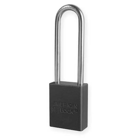 American Lock Lockout Padlock, Keyed Different, Aluminum, Black, 3 in Shackle Height, 1 1/2 in Body Width A1107BLK
