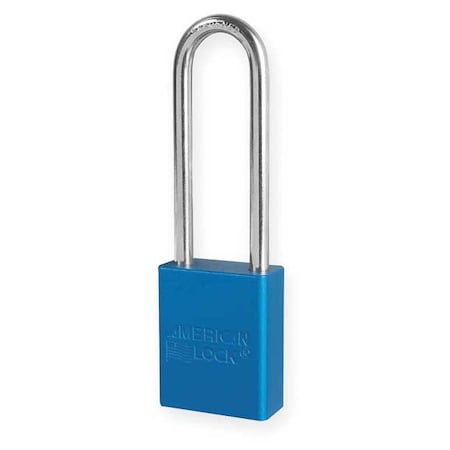 American Lock Lockout Padlock, Keyed Different, Aluminum, Blue, 3 in Shackle Height, 1 1/2 in Body Width A1107BLU