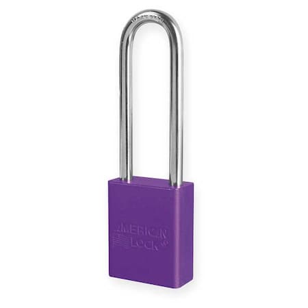 American Lock Lockout Padlock, Keyed Different, Aluminum, Purple, 3 in Shackle Height, 1 1/2 in Body Width A1107PRP