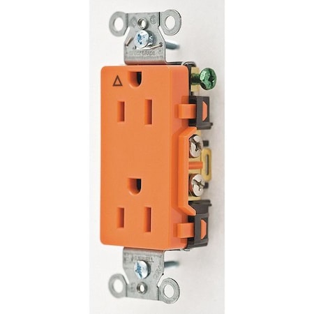 Hubbell Wiring Device-Kellems Duplex Straight Blade Receptacle, 5-15R, 15 A, 125V AC, 2 Pole, 3 Wire, Flush Mount IG15DR