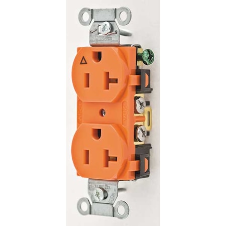 Hubbell Wiring Device-Kellems Straight Blade Receptacle, 5-20R, 20 A, 125V AC, 2 Pole, 3 Wire, Flush Mount, Isolated Ground IG20CR