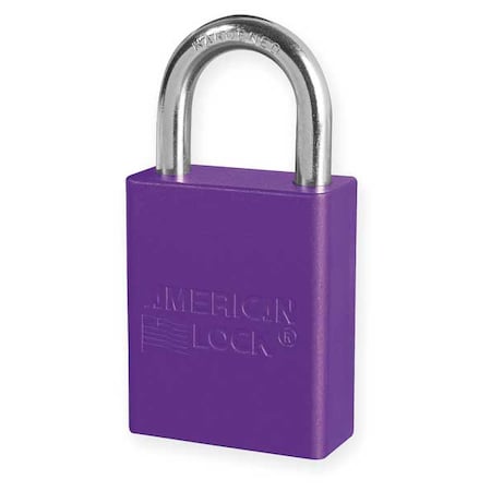 American Lock Lockout Padlock, Keyed Different, Aluminum, Purple, 1 in Shackle Height, 1 1/2 in Body Width A1105PRP