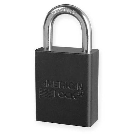 American Lock Lockout Padlock, Keyed Alike, Aluminum, Black, 1 in Shackle Height, 1 1/2 in Body Width A1105KABLK