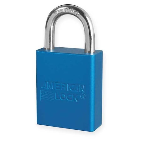 American Lock Anodized Aluminum Safety Padlock, Keyed Different, 1-1/2 in Wide with 1 in Tall Shackle, Blue A1105BLU