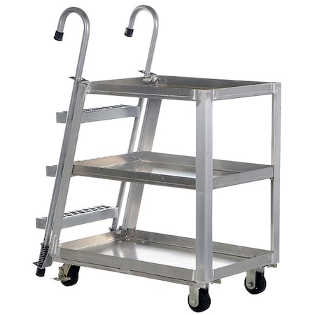 Zoro Select Aluminum Stock Picking Ladder Cart 1000 lb. Capacity, 40"L x 21-7/8"W x 50-3/16"H SPA3-2236