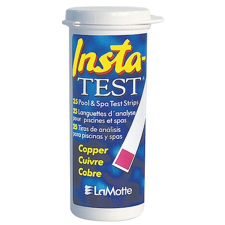 Lamotte Test Strip, Copper, 0 to 3.0 PPM, PK25 2991-G