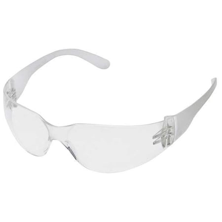 CONDOR Safety Glasses, Condor V, Scratch-Resistant, Wraparound, Frameless, Clear Frosted Arm, Clear Lens 4EY97