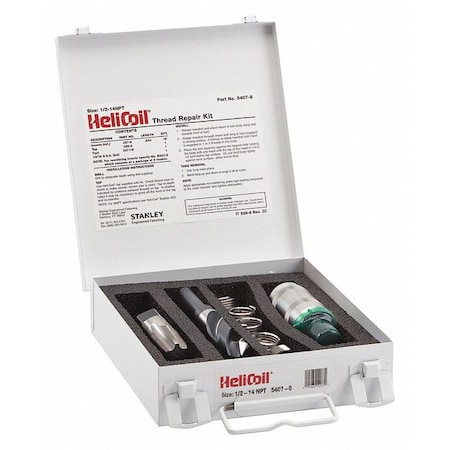 Stanley Engineered Fastening Free-Running Helical Insert Repair Kit, Helical Inserts, 1/2"-14, Plain 18-8 Stainless Steel 5407-8