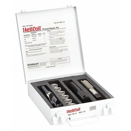 Stanley Engineered Fastening Free-Running Helical Insert Repair Kit, Helical Inserts, 7/8"-9, Plain 18-8 Stainless Steel 5521-14