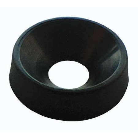 Zoro Select Countersunk Washer, Fits Bolt Size #8 , Nylon Black Finish, 20 PK 11SFW0008B