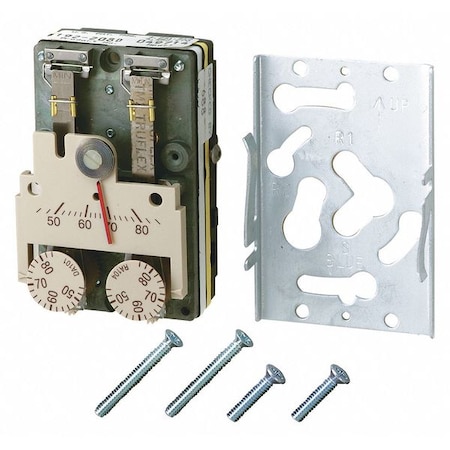 Siemens Pneumatic Thermostat, Dual Temperature, Heating and Cooling, 2 Pipe, Vertical, 5/32 in Barb 192-208