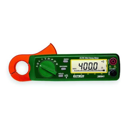 Extech Digital Clamp Meter, LCD, 200 A, 0.9 in (23 mm) Jaw Capacity, CAT III 300V Safety Rating 380941