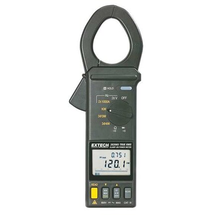 Extech Clamp-On Power Meter Kit, Dual LCD, 600kW, 1000 A, Cat III 600V ...