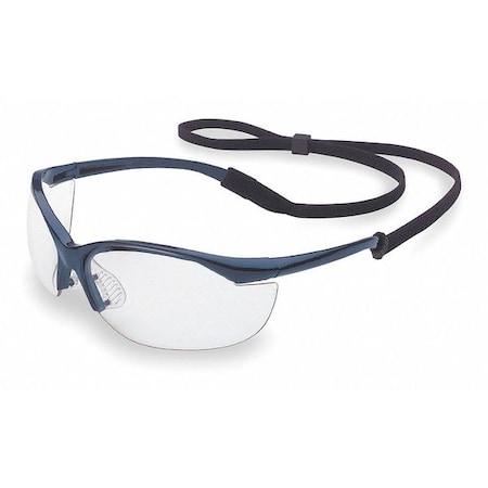 Uvex Vapor, Safety Glasses, Anti-Scratch, Clear Lens, Blue Frame, Half-Frame 11150900