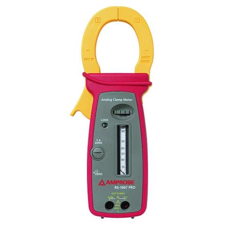 Amprobe Analog Clamp Meter, Rotary Scale, 1,000 A, 1.9 in (48 mm) Jaw Capacity, CAT IV 600V Safety Rating RS-1007 PRO