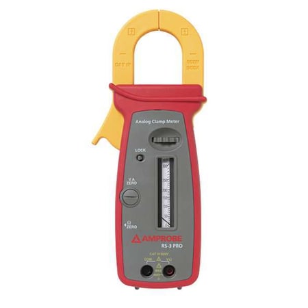 Amprobe Analog Clamp Meter, Rotary Scale, 300 A, 1.8 in (46 mm) Jaw Capacity, CAT IV 600V Safety Rating RS-3 PRO