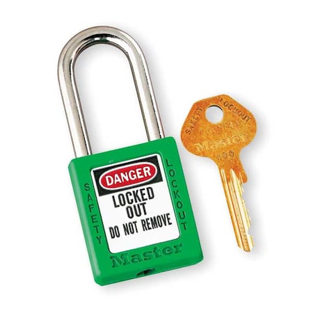 MASTER LOCK Zenex Thermoplastic Safety Padlock, 1-1/2 in Wide with 1-1/2 in Shackle, Green 410GRN