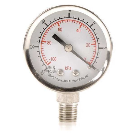 Zoro Select Vacuum Gauge, Test, 2 In 4FMK3