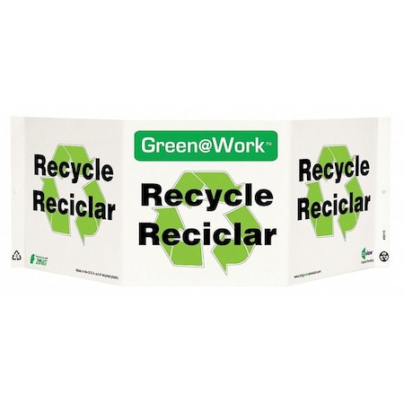 Zing Recycling Sign, Recycle, Projecting, Sign Legend Color: Black, 3010 3010