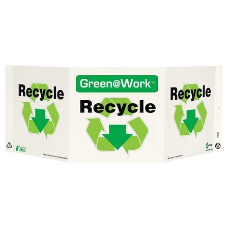 Zing Green at Work(TM) Recycle, Plastic, 7-1/2" x 20", With Mounting Holes, V-Shaped 3039