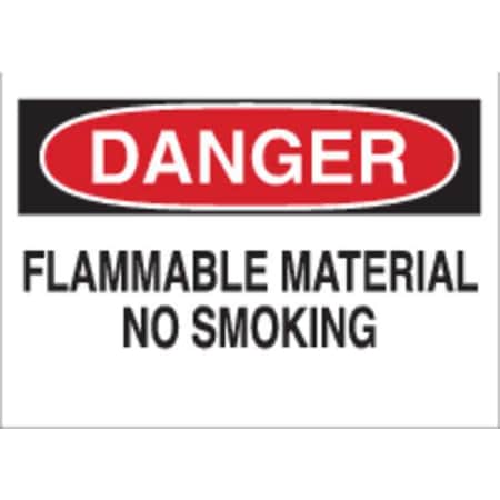 Brady Danger No Smoking Sign, 7" H, 10" W, Polyester, Rectangle, English, 85185 85185