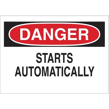 Brady Danger, Starts Automatically, 14" W x 10" H, Rectangle, Aluminum 42555