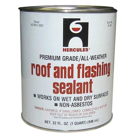 Hercules Roof Flashing Sealant, Black, 1 Qt 25405